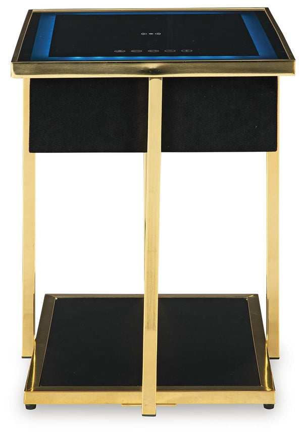 Rexwell Rectangle Accent Table with Speaker & USB Black/Gold Finish
