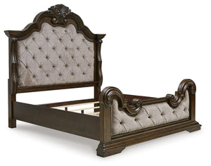 Maylee King Upholstered Bed Dark Brown