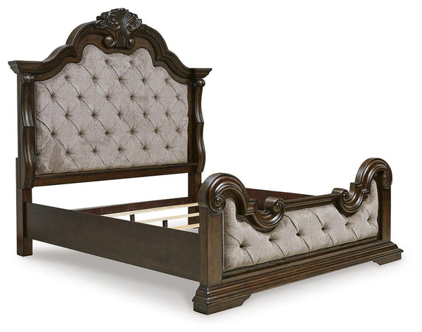 Maylee King Upholstered Bed Dark Brown