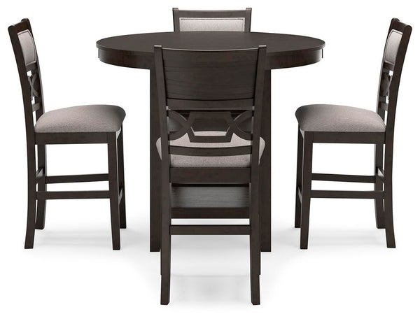 Langwest Counter-Height Dining Table & 4 Barstools Brown