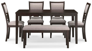 Langwest Dining Table & 4 Chairs & Bench Brown