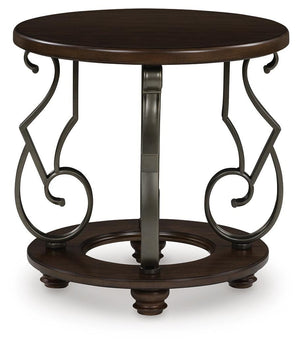 Frallyn Round End Table Dark Brown