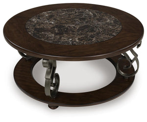 Frallyn Round Coffee Table Dark Brown