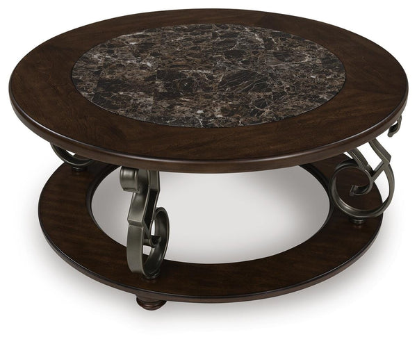 Frallyn Round Coffee Table Dark Brown
