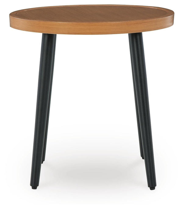 Horizon Hall Outdoor Round End Table Two-tone Brown