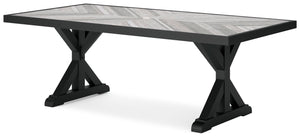 Beachcroft Outdoor Rectangle Dining Table with Umbrella Option Black/Light Gray