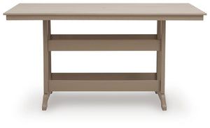 Seacliff Beach Outdoor Counter-Height Dining Table with Umbrella Option Medium Brown