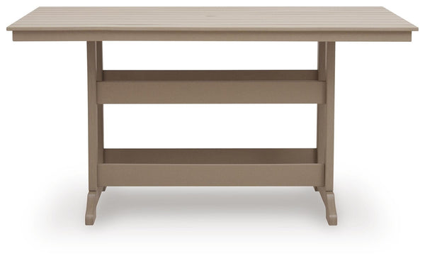 Seacliff Beach Outdoor Counter-Height Dining Table with Umbrella Option Medium Brown