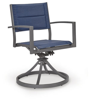 Rocky Creek Outdoor Sling Swivel Chair Blue/Gray