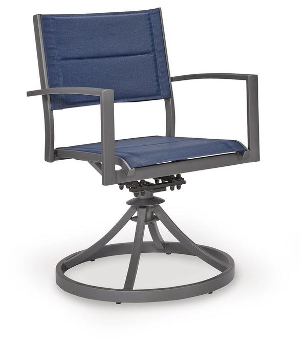 Rocky Creek Outdoor Sling Swivel Chair Blue/Gray
