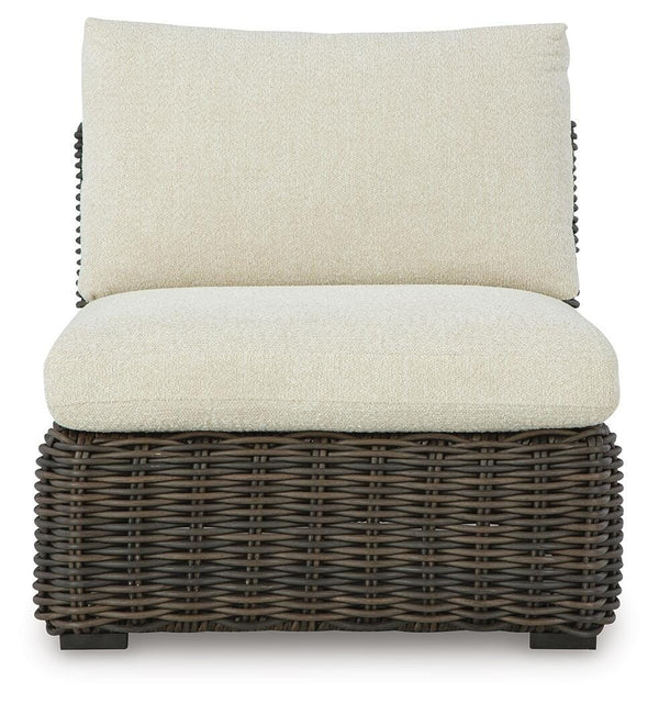 Kimora Outdoor Armless Chair with Cushion Beige/Dark Brown