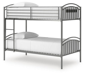 Lanceburg Twin over Twin Bunk Bed with Ladder Gray