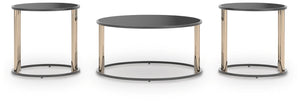 Hannerly 3-Piece Occasional Table Set Black/Gold Finish