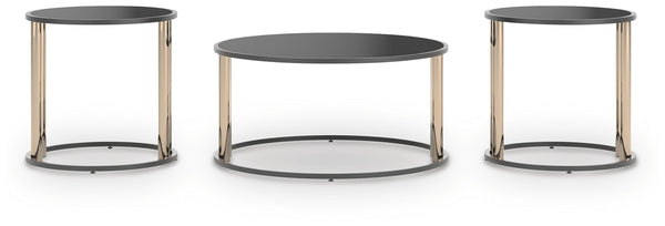 Hannerly 3-Piece Occasional Table Set Black/Gold Finish