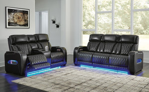 Boyington Power Reclining Sofa & Loveseat Black