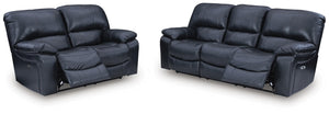 Leesworth Power Reclining Sofa & Loveseat Ocean