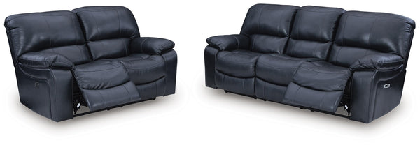 Leesworth Power Reclining Sofa & Loveseat Ocean
