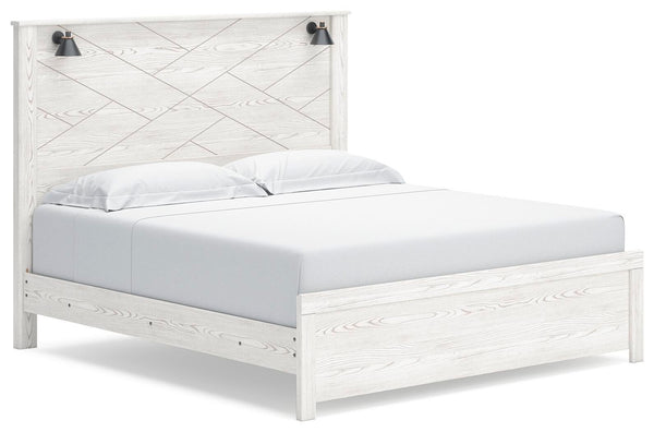 Gerridan King Panel Bed, Dresser, Mirror & Nightstand White/Gray