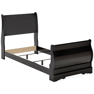 Huey Vineyard Twin Sleigh Bed & Nightstand Black