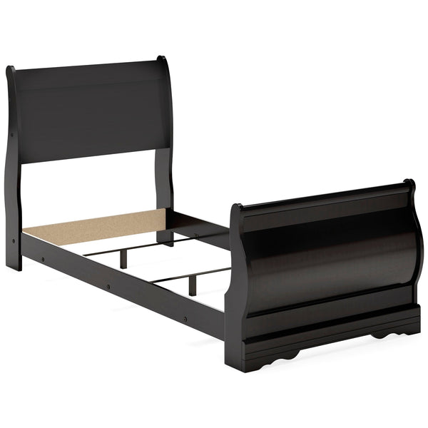 Huey Vineyard Twin Sleigh Bed & Nightstand Black