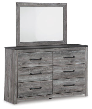 Bronyan Queen Panel Bed, Dresser & Mirror Dark Gray