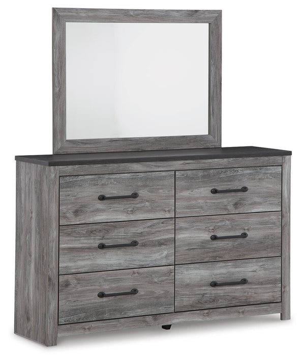 Bronyan Queen Panel Bed, Dresser & Mirror Dark Gray