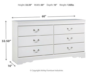 Anarasia Queen Sleigh Bed & Dresser White