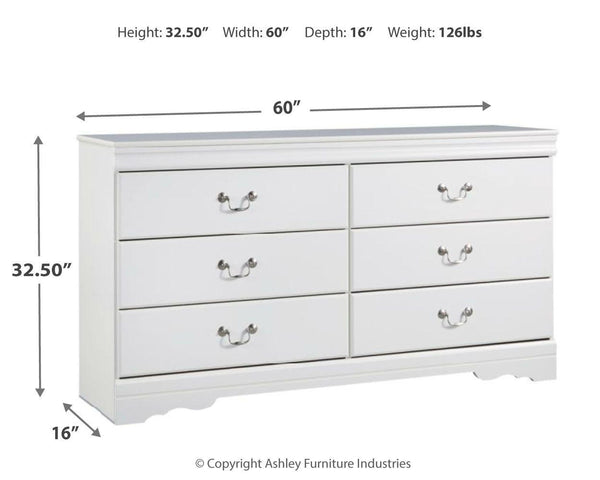 Anarasia Queen Sleigh Bed & Dresser White