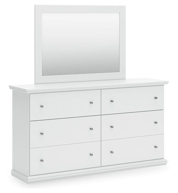Bostwick Shoals King Panel Bed, Dresser, Mirror, Chest & 2 Nightstands White