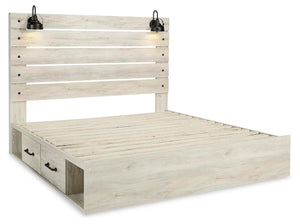 Cambeck King Panel Bed with Storage, Chest & Nightstand Whitewash