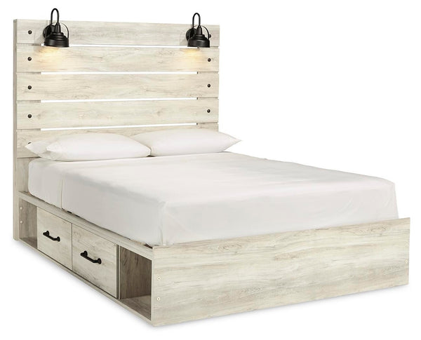 Cambeck Queen Panel Bed with Storage, Dresser, Mirror, Chest & Nightstand Whitewash