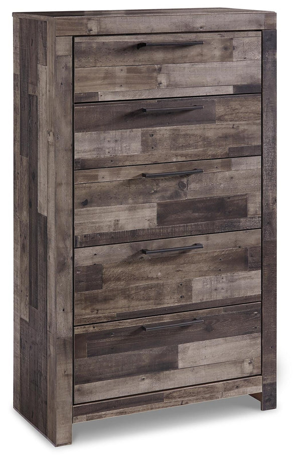 Derekson King Panel Storage Bed, Dresser, Mirror, Chest & Nightstand Multi Gray