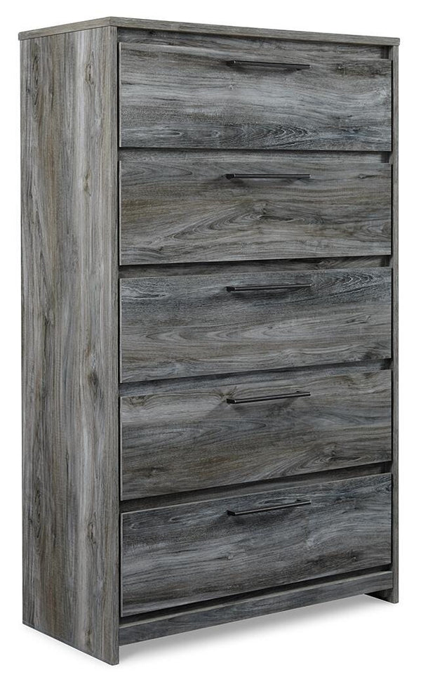 Baystorm King Panel Bed, Dresser, Mirror & Chest Gray