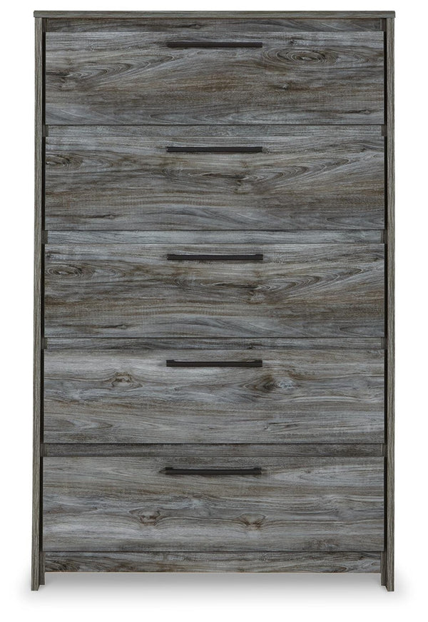 Baystorm Full Panel Bed, Dresser, Mirror & Chest Gray