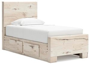 Lawroy Twin Panel Bed with Storage & Nightstand Light Natural