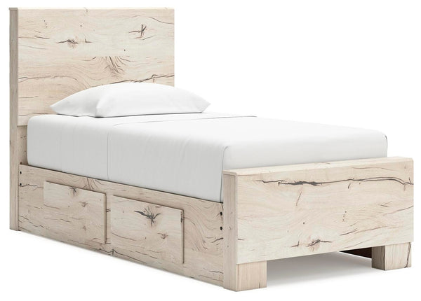 Lawroy Twin Panel Bed with Storage & Nightstand Light Natural