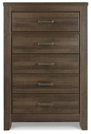 Juararo King Poster Bed, Chest & 2 Nightstands Dark Brown