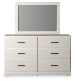 Stelsie Twin Panel Bed, Dresser & Mirror White