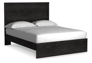 Belachime Queen Panel Bed & Nightstand Charcoal