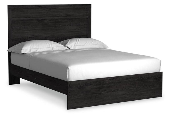 Belachime Queen Panel Bed & Nightstand Charcoal