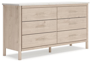 Cadmori Queen Upholstered Panel Bed, Dresser & Nightstand Two-tone