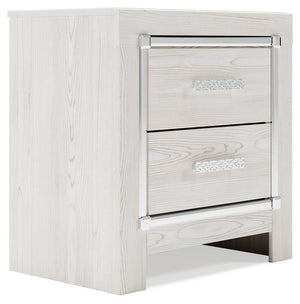 Altyra Queen Panel Storage Bed with Mirrored Dresser & Nightstand White