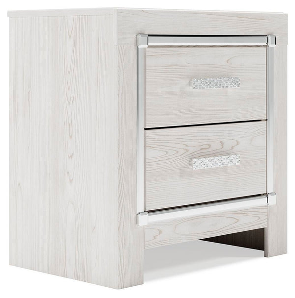 Altyra Queen Panel Storage Bed with Mirrored Dresser & Nightstand White