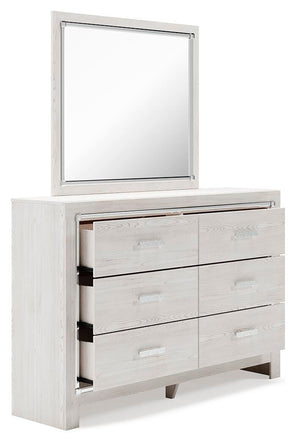 Altyra Queen Upholstered Panel Bed, Dresser, Mirror, & Nightstand White