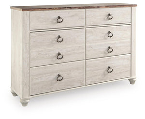 Willowton Twin Panel Bed & Dresser Whitewash