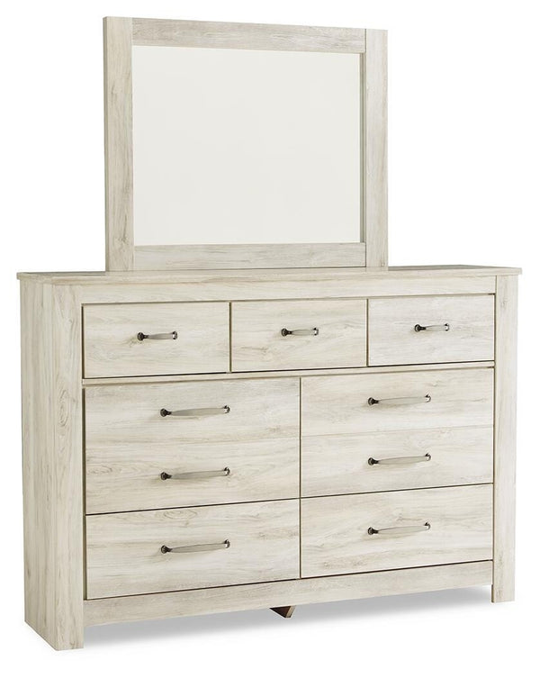 Bellaby King Panel Storage Bed, Dresser, Mirror & Nightstand Whitewash
