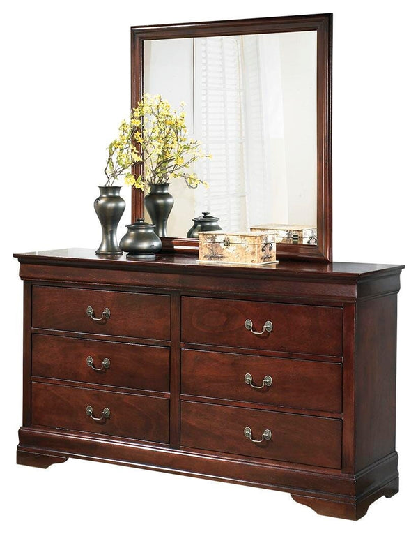 Alisdair Queen Sleigh Bed, Dresser, Mirror, & Chest Reddish Brown