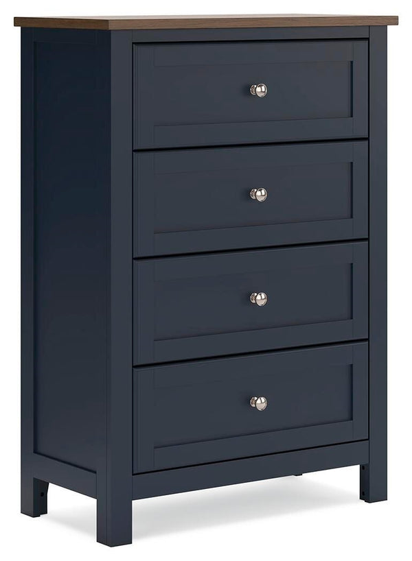 Landocken Twin Panel Bed, Chest & Nightstand Brown/Blue