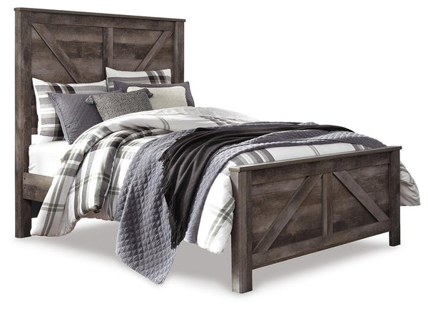 Wynnlow Queen Crossbuck Panel Bed, Dresser, Mirror, & Nightstand Gray