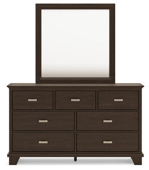 Covetown Full Panel Bed, Dresser & Mirror Dark Brown